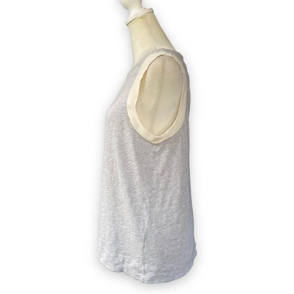 J Crew Gray Silk Trimmed Sleeveless Blouse
